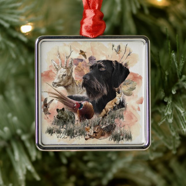 German Wirehaired Pointer Metal Tree Decoration (Tree)