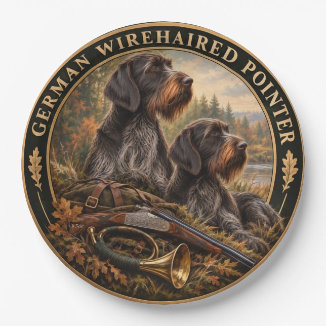 German Wirehaired Pointer Paper Plate (Front)
