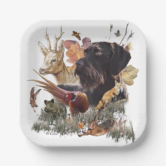 German Wirehaired Pointer    Paper Plate (Front)