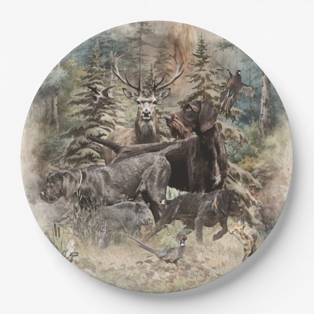 German Wirehaired Pointer Paper Plate (Front)