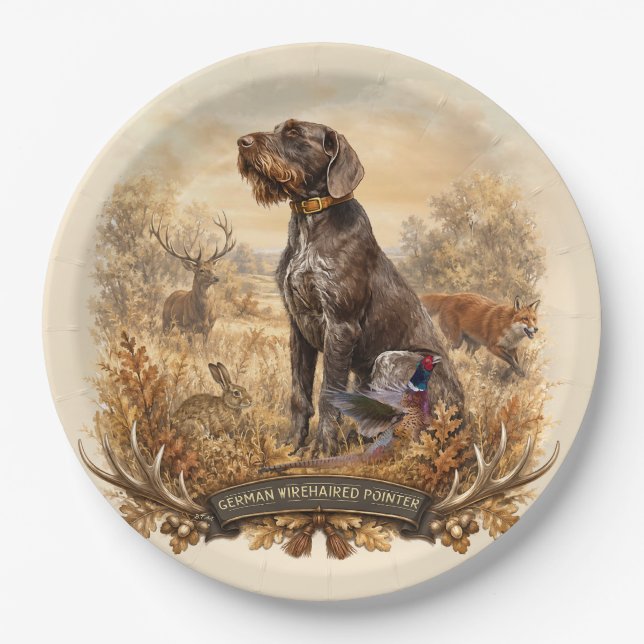 German Wirehaired Pointer Paper Plate (Front)
