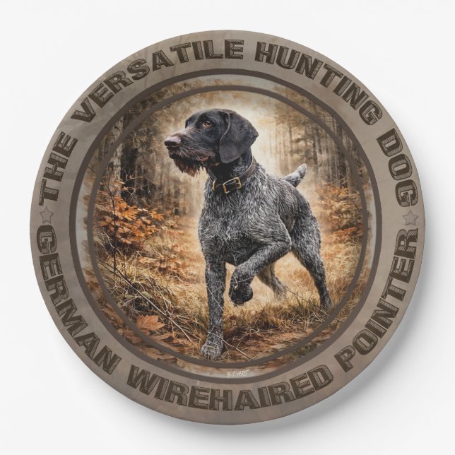 German Wirehaired Pointer Paper Plate (Front)