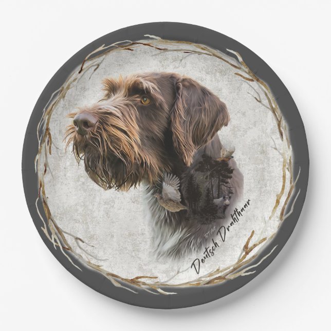 German Wirehaired Pointer      Paper Plate (Front)