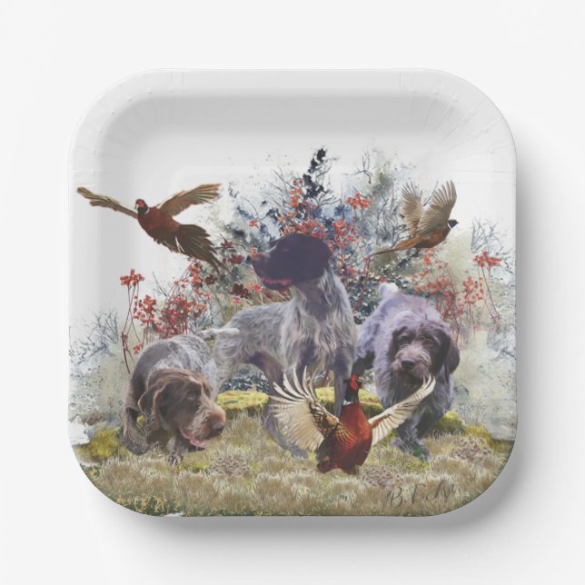 German Wirehaired Pointer    Paper Plates (Front)