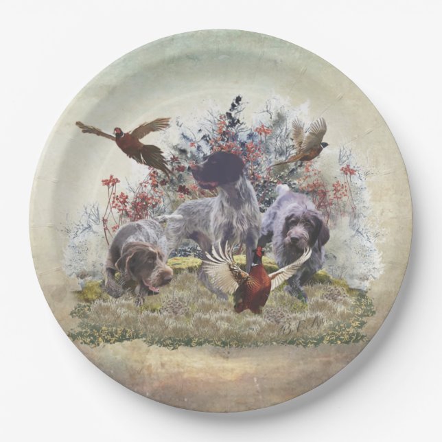 German Wirehaired Pointer    Paper Plates (Front)