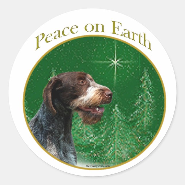 German Wirehaired Pointer Peace Classic Round Sticker (Front)
