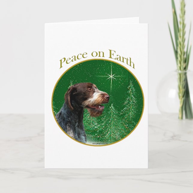German Wirehaired Pointer Peace Holiday Card (Front)