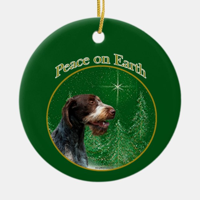 German Wirehaired Pointer Peace Keychain Ceramic Tree Decoration (Front)