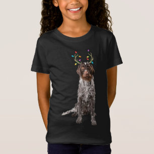 German Wirehaired Pointer Reindeer Christmas Dog T-Shirt