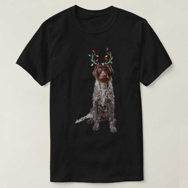 German Wirehaired Pointer Reindeer Christmas Dog T-Shirt (Design Front)