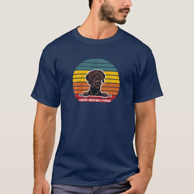 German Wirehaired Pointer Retro Vintage Colourful  T-Shirt (Front)
