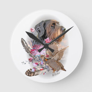 German Wirehaired Pointer Round Clock