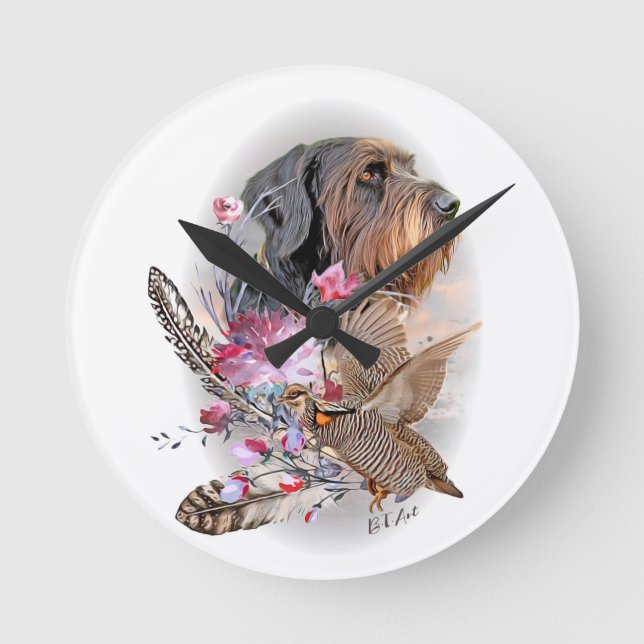 German Wirehaired Pointer  Round Clock (Front)