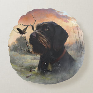 German Wirehaired Pointer Round Cushion