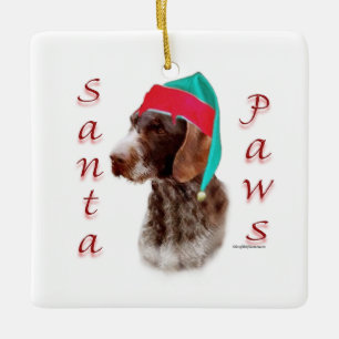 German Wirehaired Pointer Santa Paws Ceramic Ornament
