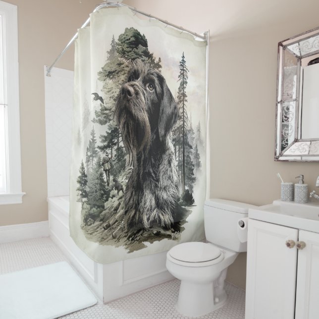 German Wirehaired Pointer Shower Curtain (In Situ)