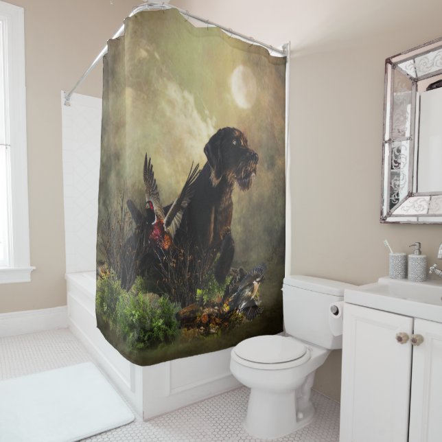 German Wirehaired Pointer Shower Curtain (In Situ)