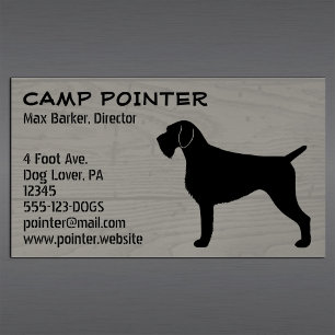 German Wirehaired Pointer Silhouette Dog Breed Magnetic Business Card