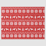 German Wirehaired Pointer Silhouettes Christmas Tissue Paper<br><div class="desc">Festive Red and White Christmas Sweater Style Pattern with GWP Silhouettes</div>