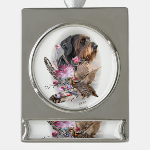 German Wirehaired Pointer Silver Plated Banner Ornament