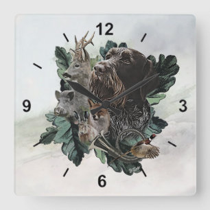 German Wirehaired Pointer Square Wall Clock