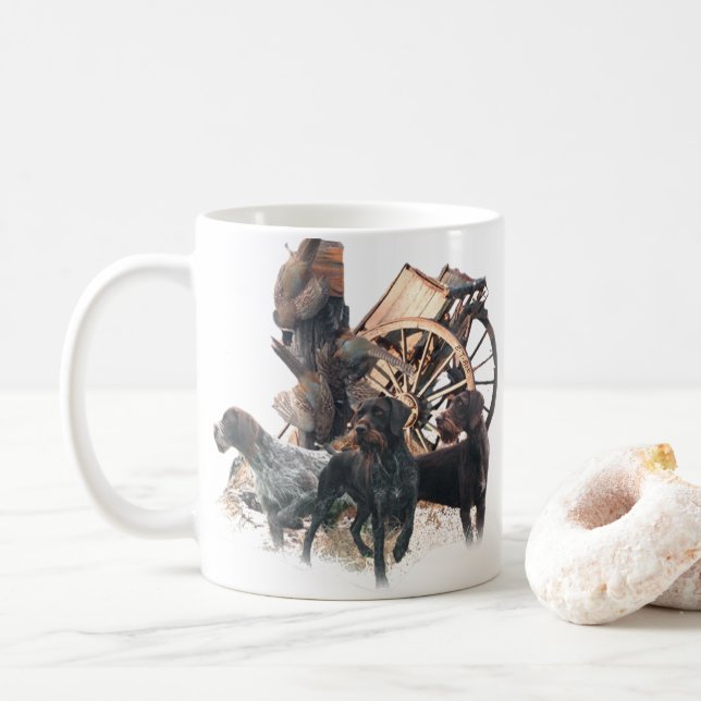 German Wirehaired Pointer  sticker Paper Plate Out Coffee Mug (With Donut)