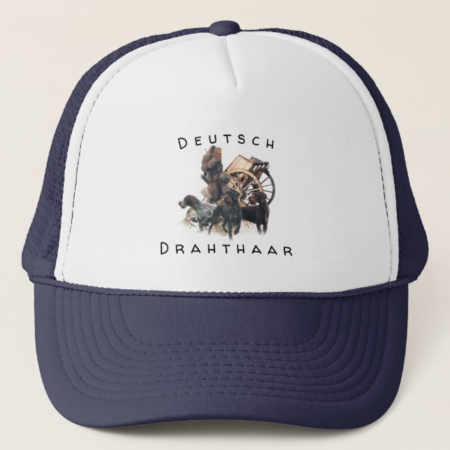 German Wirehaired Pointer  sticker Paper Plate Out Trucker Hat (Front)