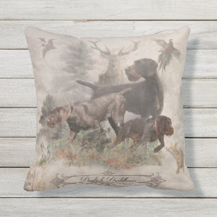 German Wirehaired Pointer  Tapestry Outdoor Pillow