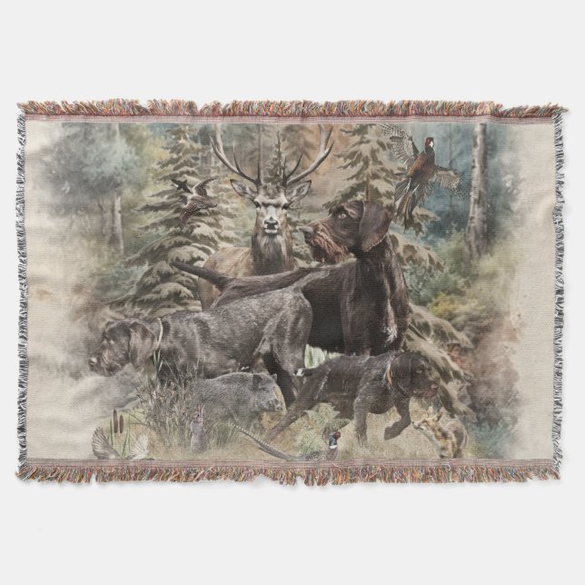 German Wirehaired Pointer Throw Blanket (Front)