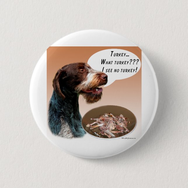 German Wirehaired Pointer Turkey 6 Cm Round Badge (Front)