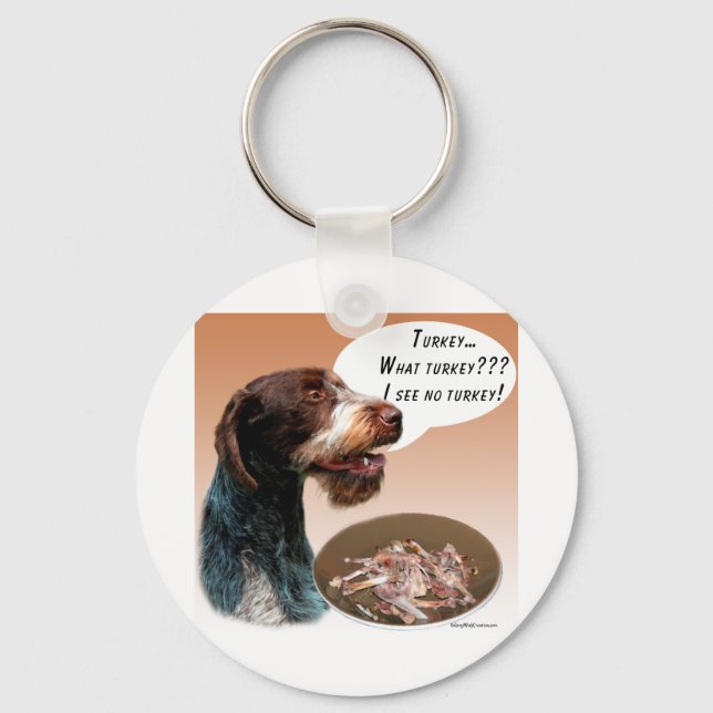 German Wirehaired Pointer Turkey Key Ring (Front)