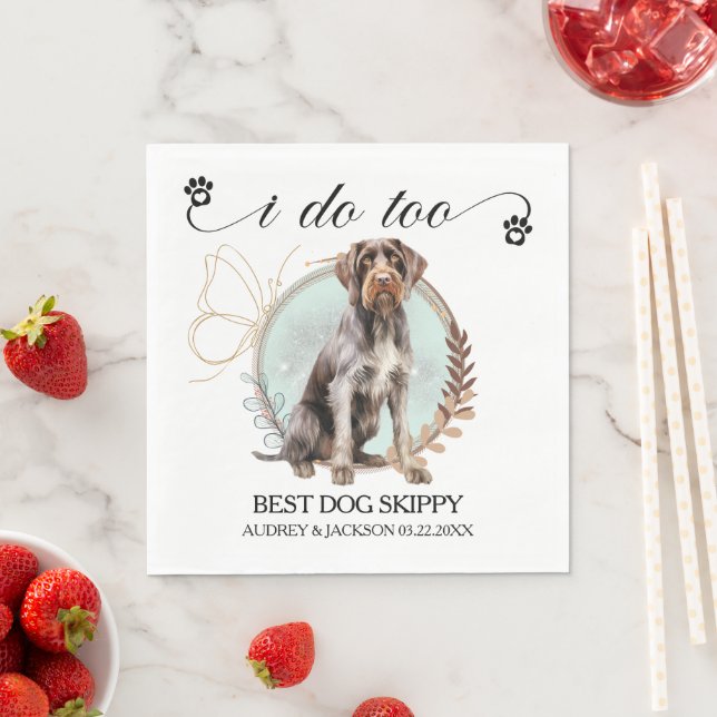 German Wirehaired Pointer Wedding Photo Napkin (Insitu)