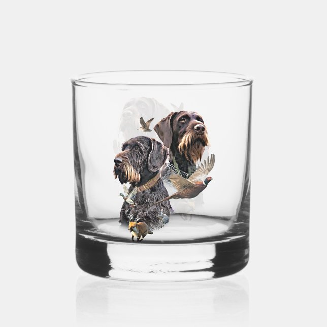 German Wirehaired Pointer Whiskey Glass (Front)