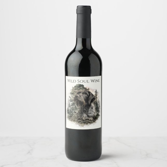 German Wirehaired Pointer Wine Label (Front)