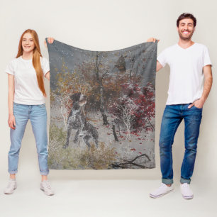 German Wirehaired Pointer with woodcock in winter  Fleece Blanket