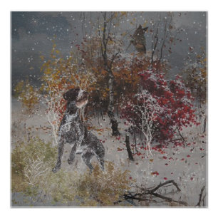 German Wirehaired Pointer with woodcock in winter  Poster
