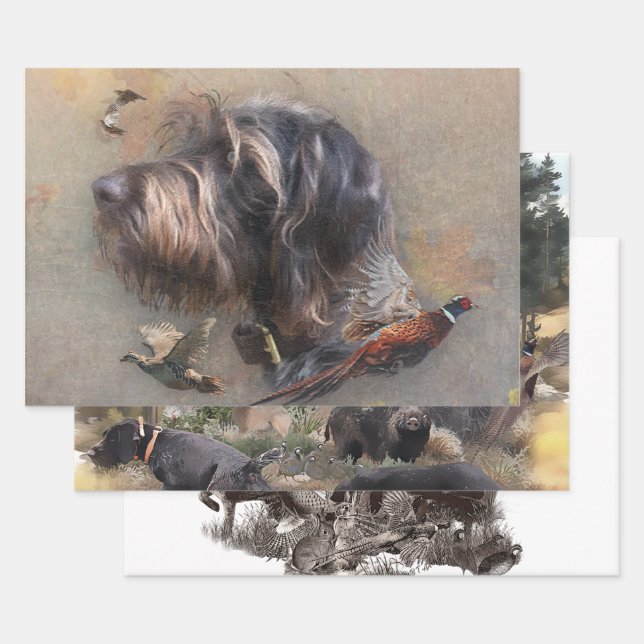 German Wirehaired Pointer   Wrapping Paper Sheet (Set)