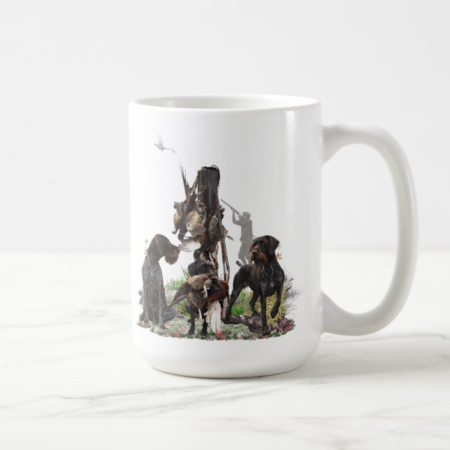 German Wirehaired Pointers, Pheasant hunting Tapes Coffee Mug (Right)