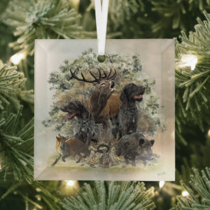 German wirehaired pointers, The Passion for Huntin Glass Tree Decoration