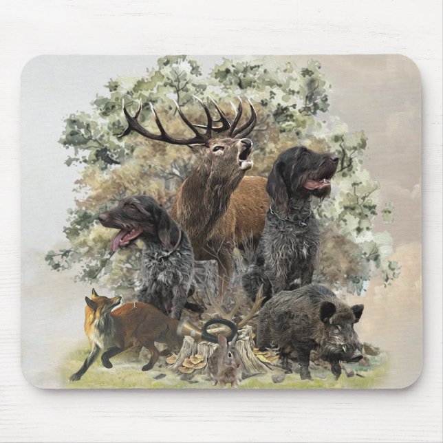 German wirehaired pointers, The Passion for Huntin Mouse Mat (Front)