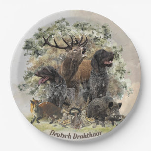 German wirehaired pointers, The Passion for Huntin Paper Plate