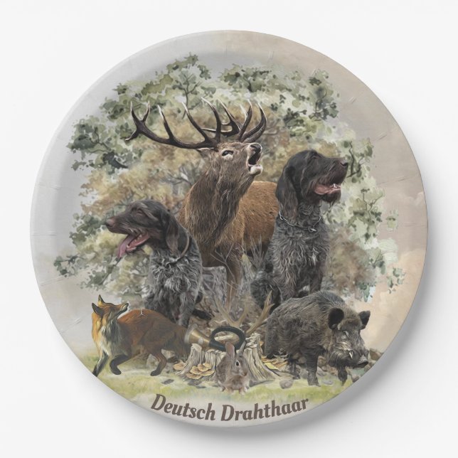 German wirehaired pointers, The Passion for Huntin Paper Plate (Front)