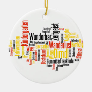 German Word Cloud - Deutsche Wortwolke Ceramic Tree Decoration