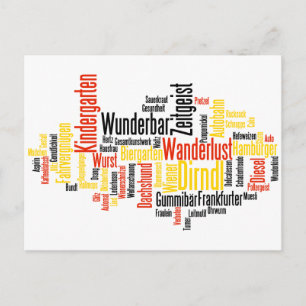 German Word Cloud - Deutsche Wortwolke Postcard