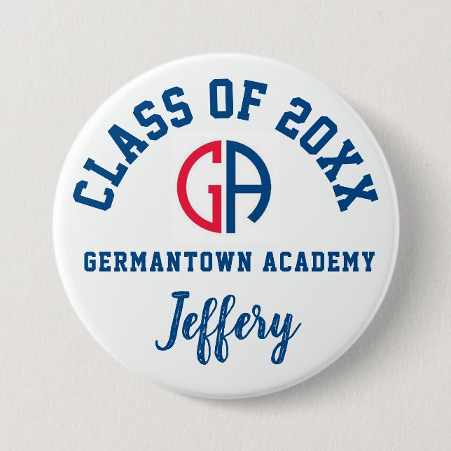 Germantown Academy Button Logo Custom Personalised (Front)