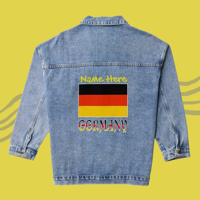 Germany and German Flag Yellow Personalisation Denim Jacket (Creator Uploaded)