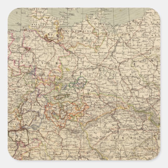 Germany Atlas Map Square Sticker (Front)