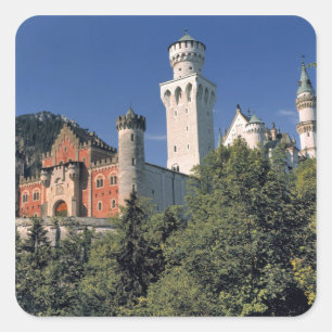 Germany, Bavaria, Neuschwanstein Castle. Square Sticker