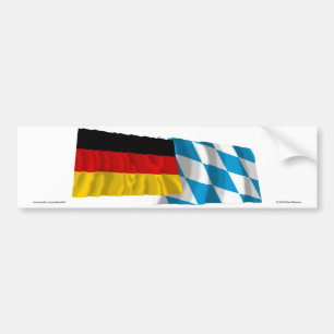 Germany & Bayern Waving Flags (Bavaria) Bumper Sticker