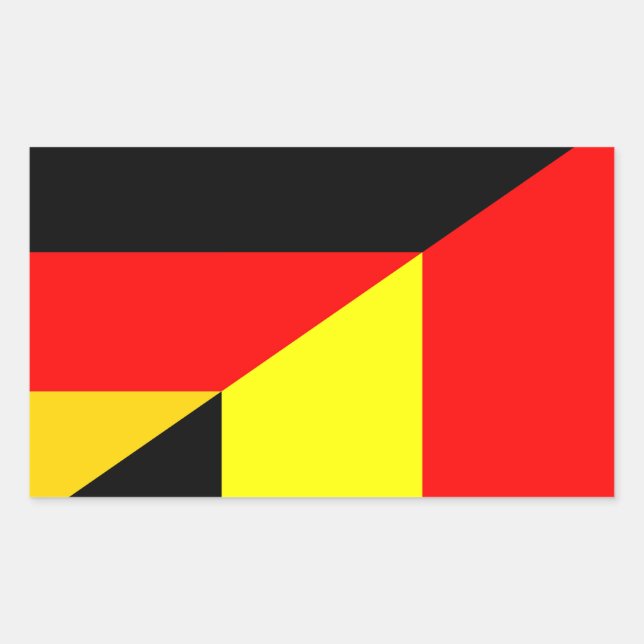 germany belgium half flag country symbol rectangular sticker (Front)